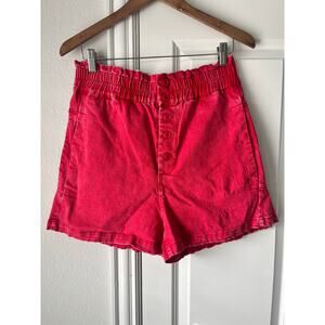 Skies are Blue Womens Large Denim Paperbag Pull On Shorts w/ Elastic Waist